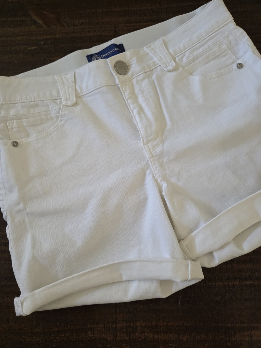 Democracy White Cuffed Denim Shorts